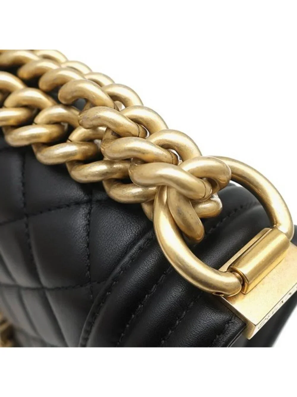 Chanel Shoulder Bag Boy 20 Lambskin Black Matt Togo Chain